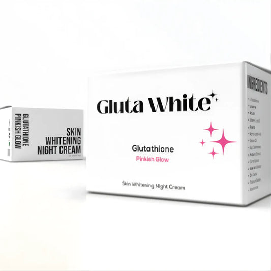 Gluta White skin whitening night cream packaging on a white background