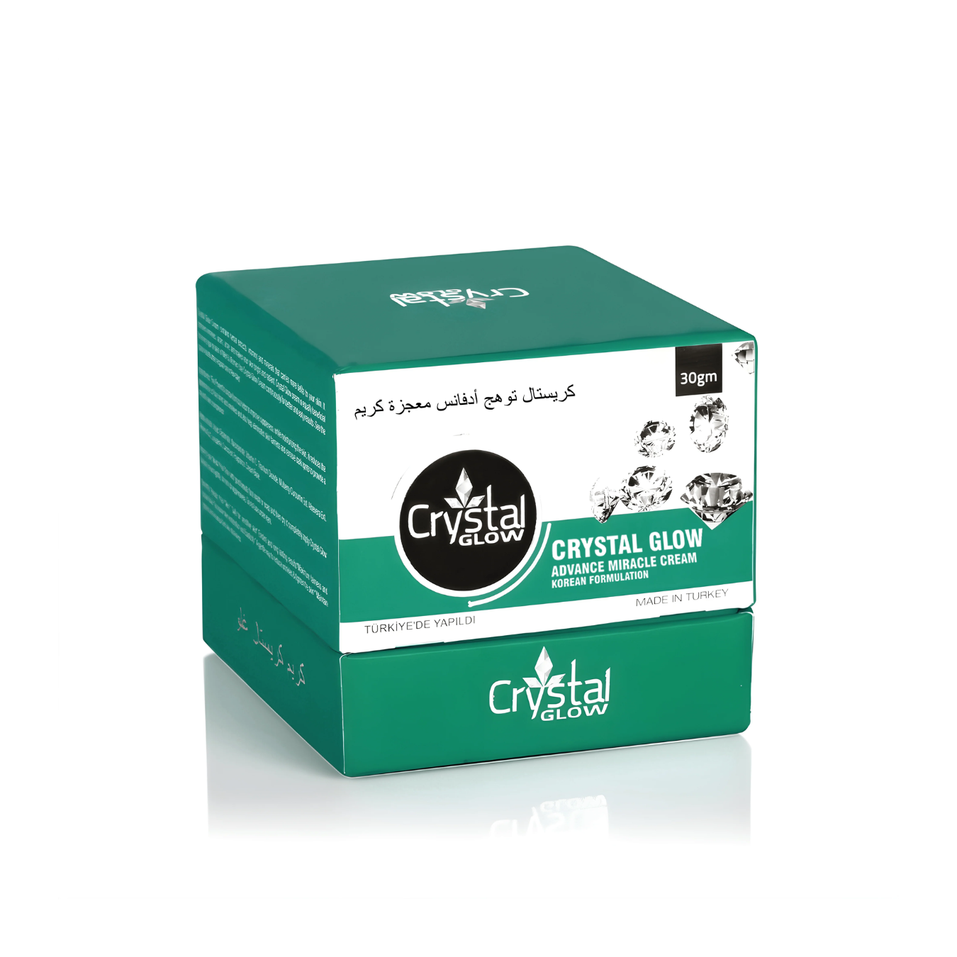 Crystal Glow cream packaging on a white background