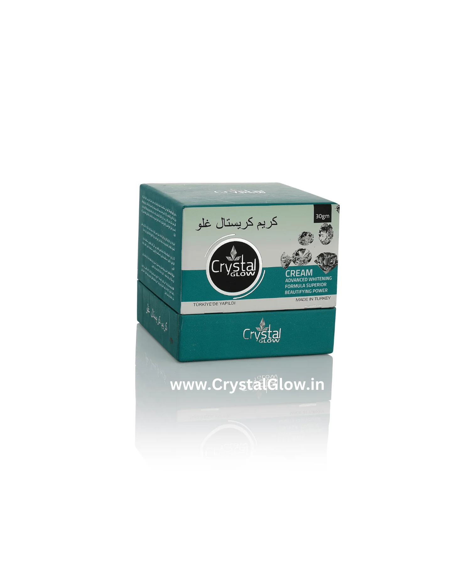 Crystal Glow cream packaging on a white background